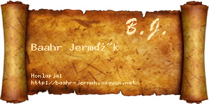 Baahr Jermák névjegykártya